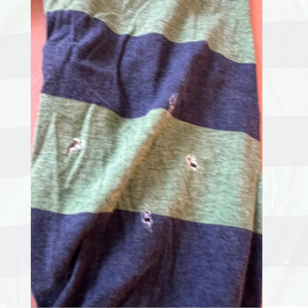 Paris France Women's Striped Tee - Green and Blue - Picture 5 of 6